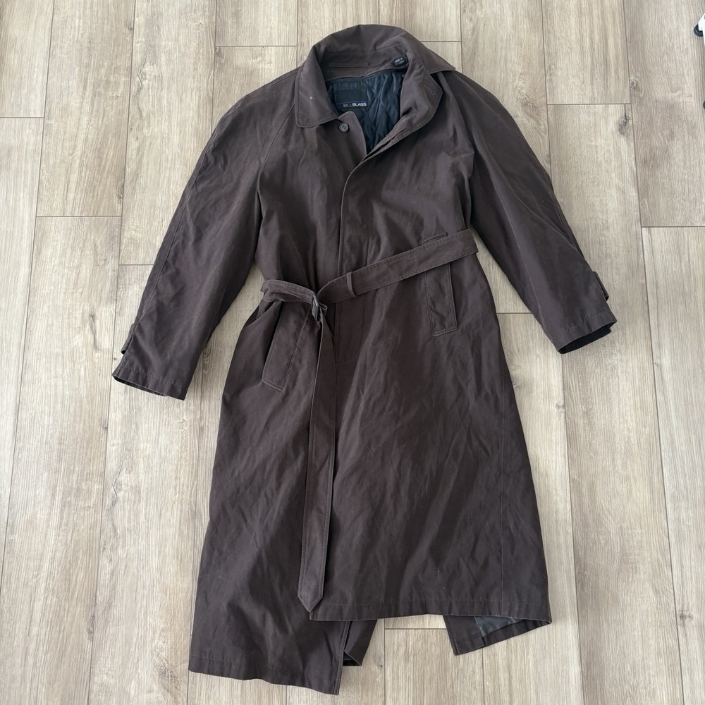 Vtg Bill Blass Men's 40 Reg Full Length Trench Coat With Removable Liner Brown